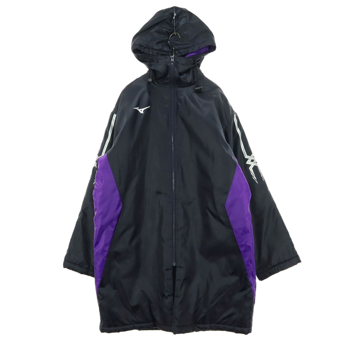 美品 Mizuno ミズノ ワンポイントロゴ 長袖 中綿入り ベンチコート M ブラック