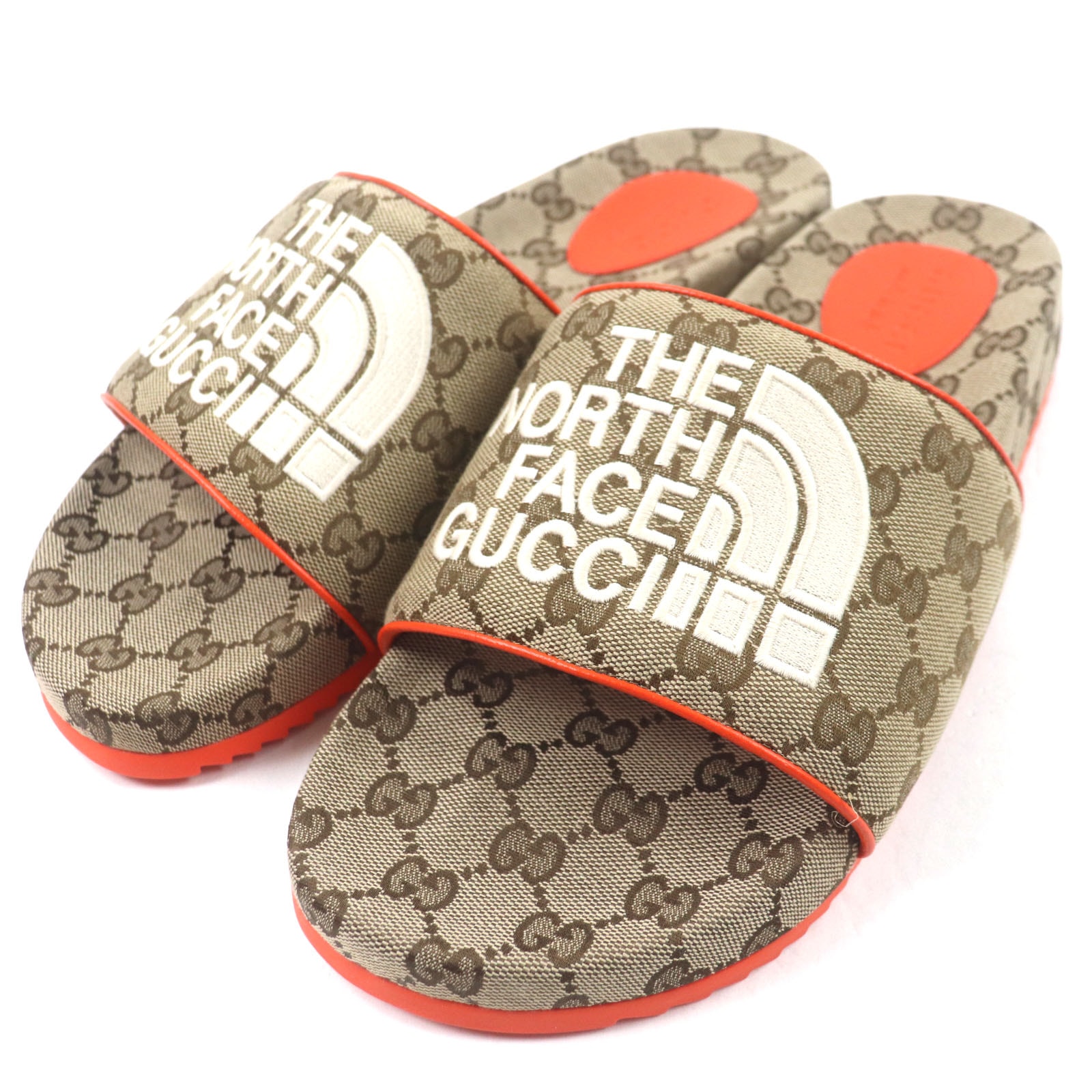 未使用品 グッチ×ザ・ノースフェイス
 サンダル ブラウン オレンジ メンズ 10 679904