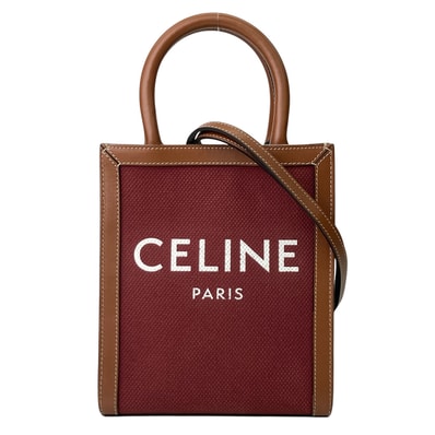 CELINE セリーヌ ミニ パーティ カルカバ 2wayハンドバッグ ショルダーバッグ キャンバス レザー ブラウン ボルドー レディース【中古】