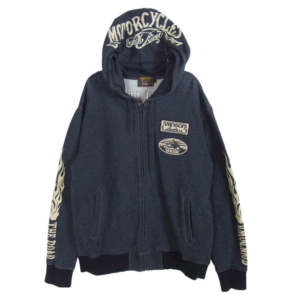 VANSON バンソン パーカー フライングスター 刺繍 フルジップ パーカー グレー系 XL【中古】