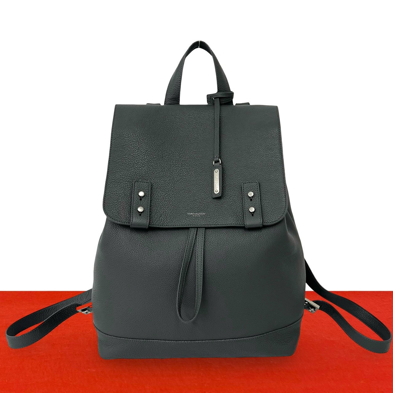 YVES SAINT LAURENT イヴ・サンローラン サックドジュール レザー リュックサック グレー
 205-2