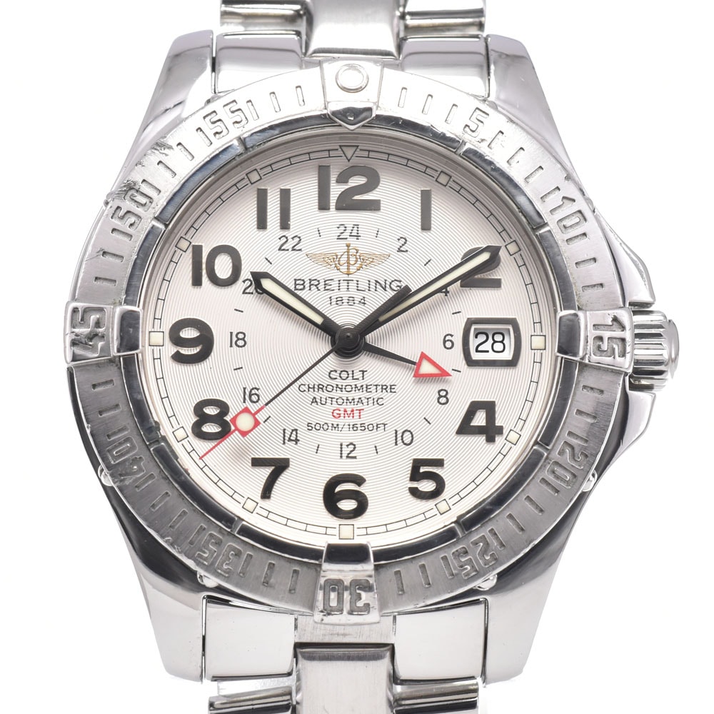 ブライトリング BREITLING A32350 コルト デイト GMT シルバー 自動巻き メンズ 内箱付き 腕時計 O#151102