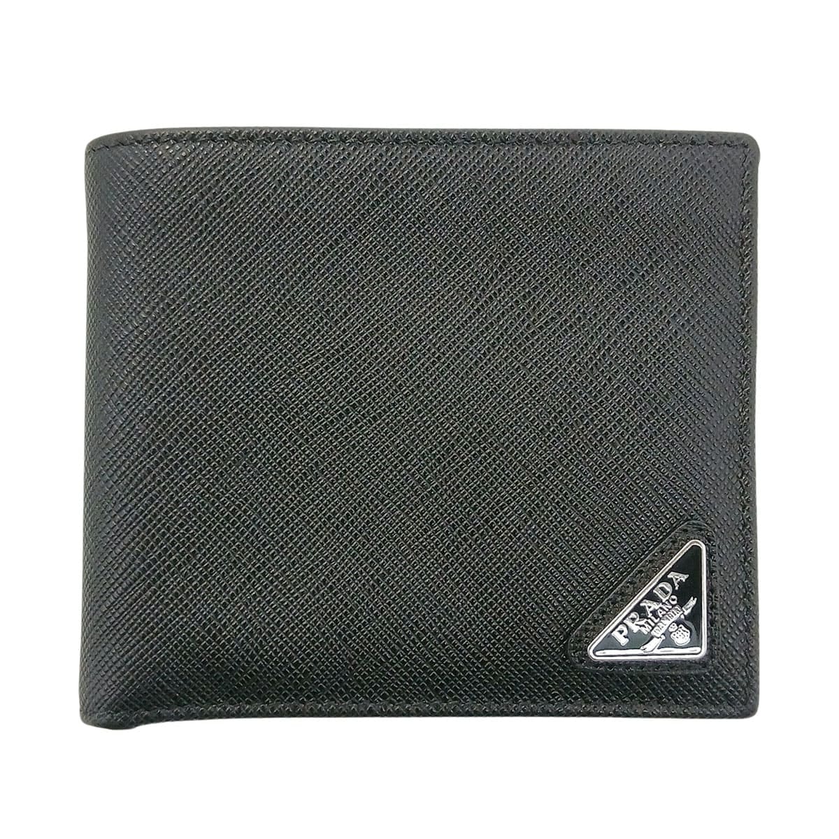 PRADA プラダ サフィアーノ 二つ折り財布 レザー ブラック  レディース【中古】
