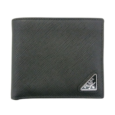 PRADA プラダ サフィアーノ 二つ折り財布 レザー ブラック レディース【中古】