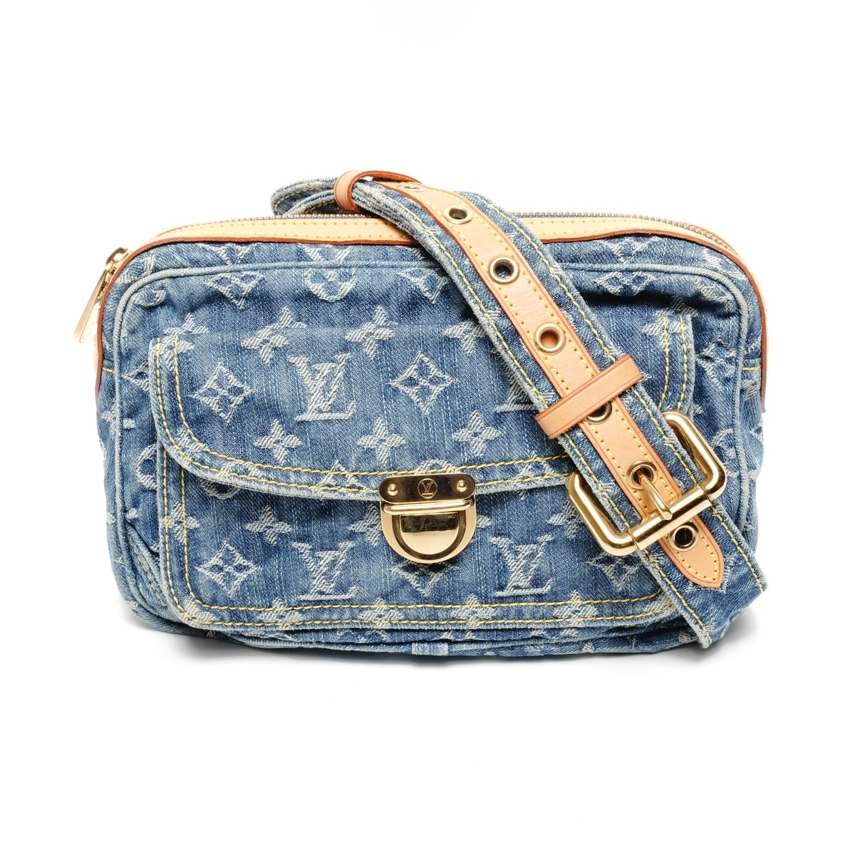 ヴィトン LV デニム モノグラム バムバッグ 2007年製 ウエストバッグ【中古】