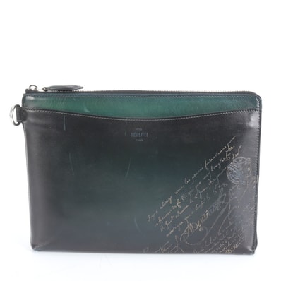 ■極美品 ベルルッティニノ GM カリグラフィ グリーンセカンドバッグ