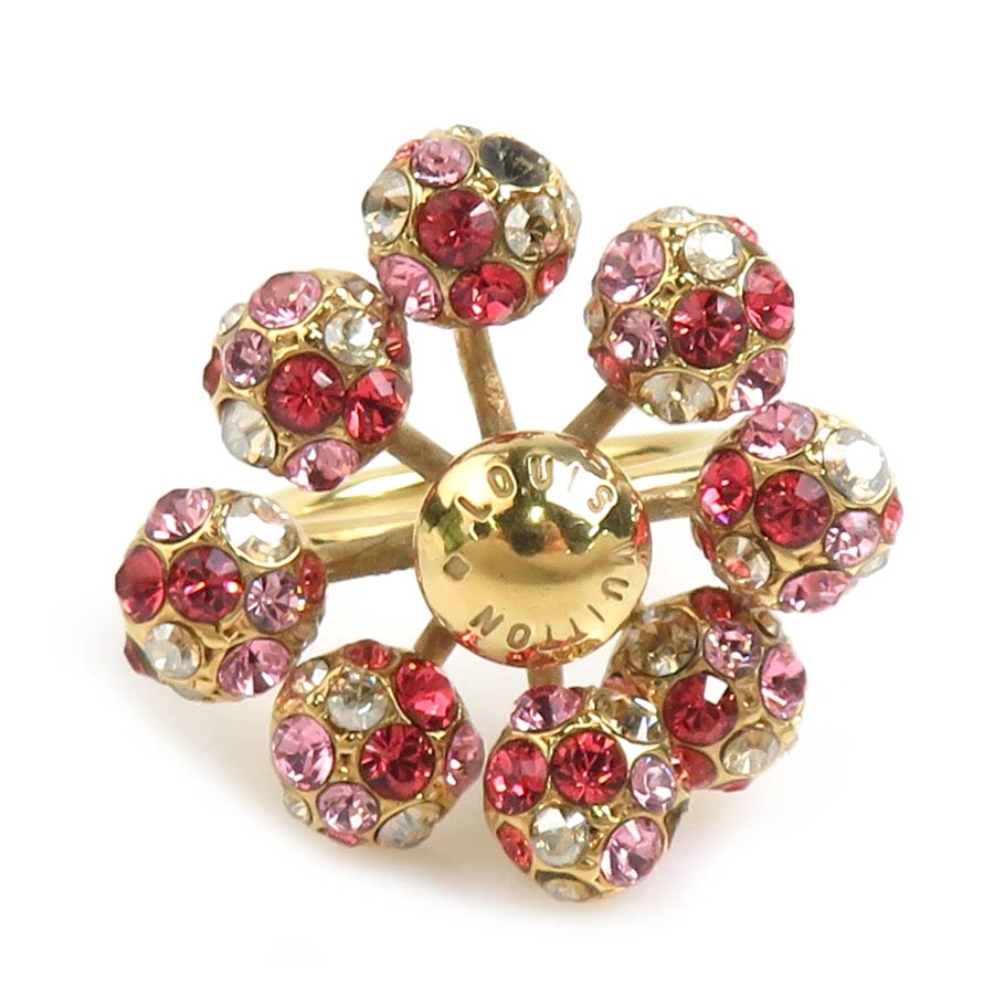 ルイ ヴィトン LOUIS VUITTON リング・指輪 バーグ ミルエウンヌ ニュイ メタル/ラインストーン ゴールド×レッド系 レディース M65799 12.5号【中古】 h31729a