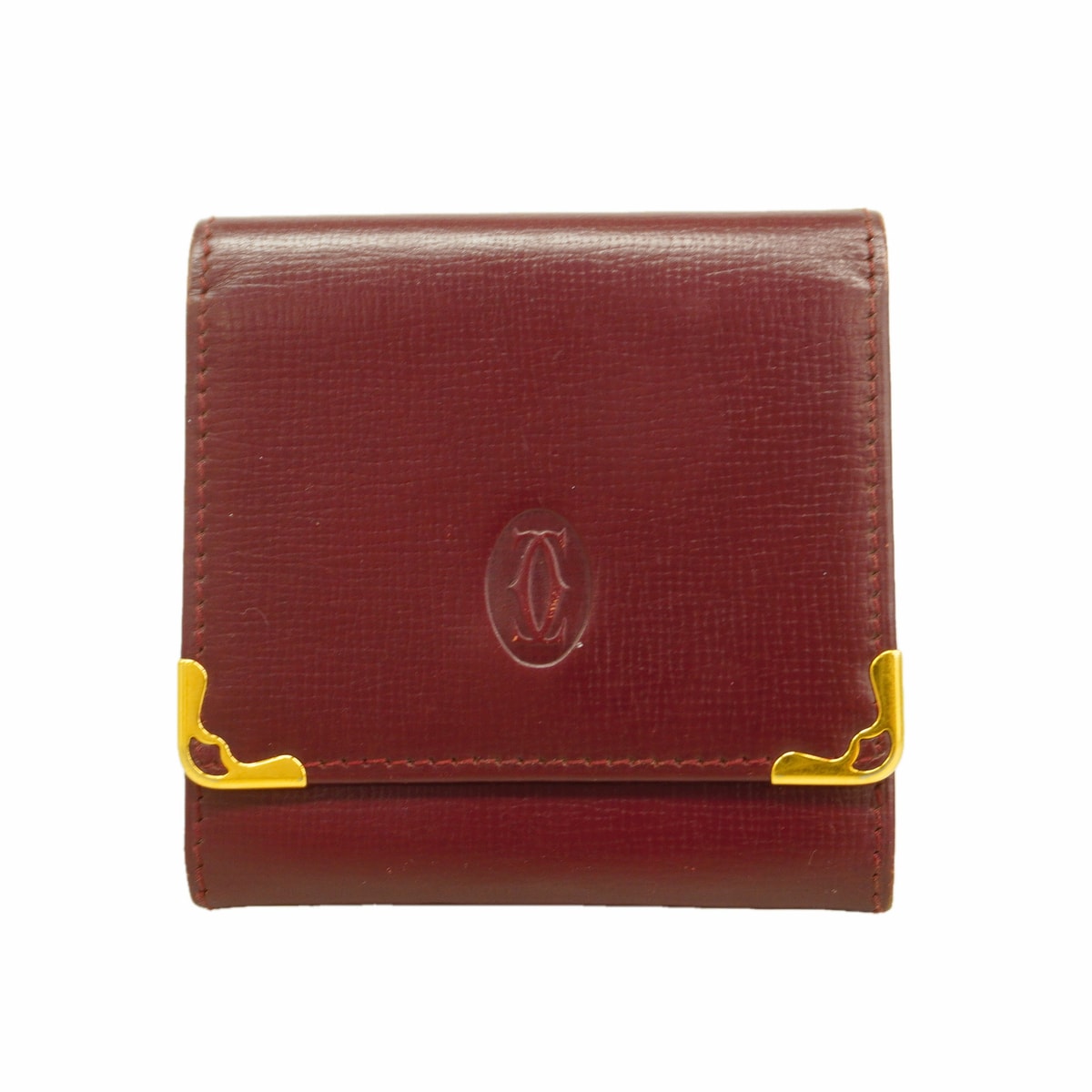 ★SALE【6hb0549】カルティエ コインケース マスト レザー ボルドー ゴールド金具【中古】メンズ レディース ユニセックス