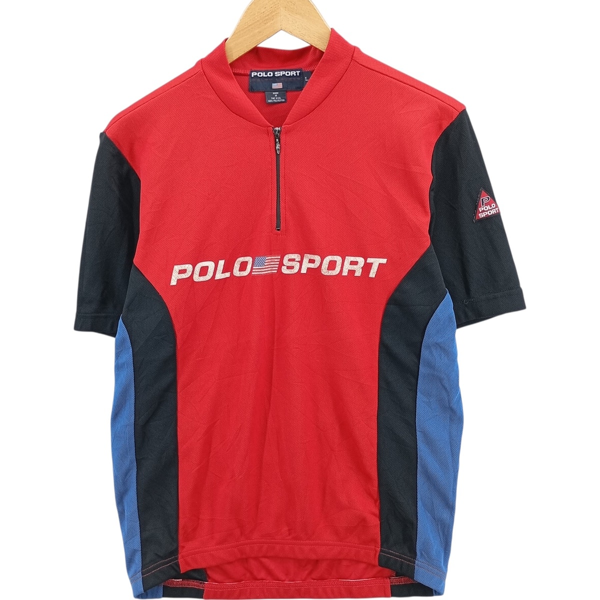 古着 90年代 ラルフローレン Ralph Lauren POLO SPORT ポロスポーツ ハーフジップ プルオーバー サイクルジャージ USA製 メンズL相当 ヴィンテージ/eaa419497