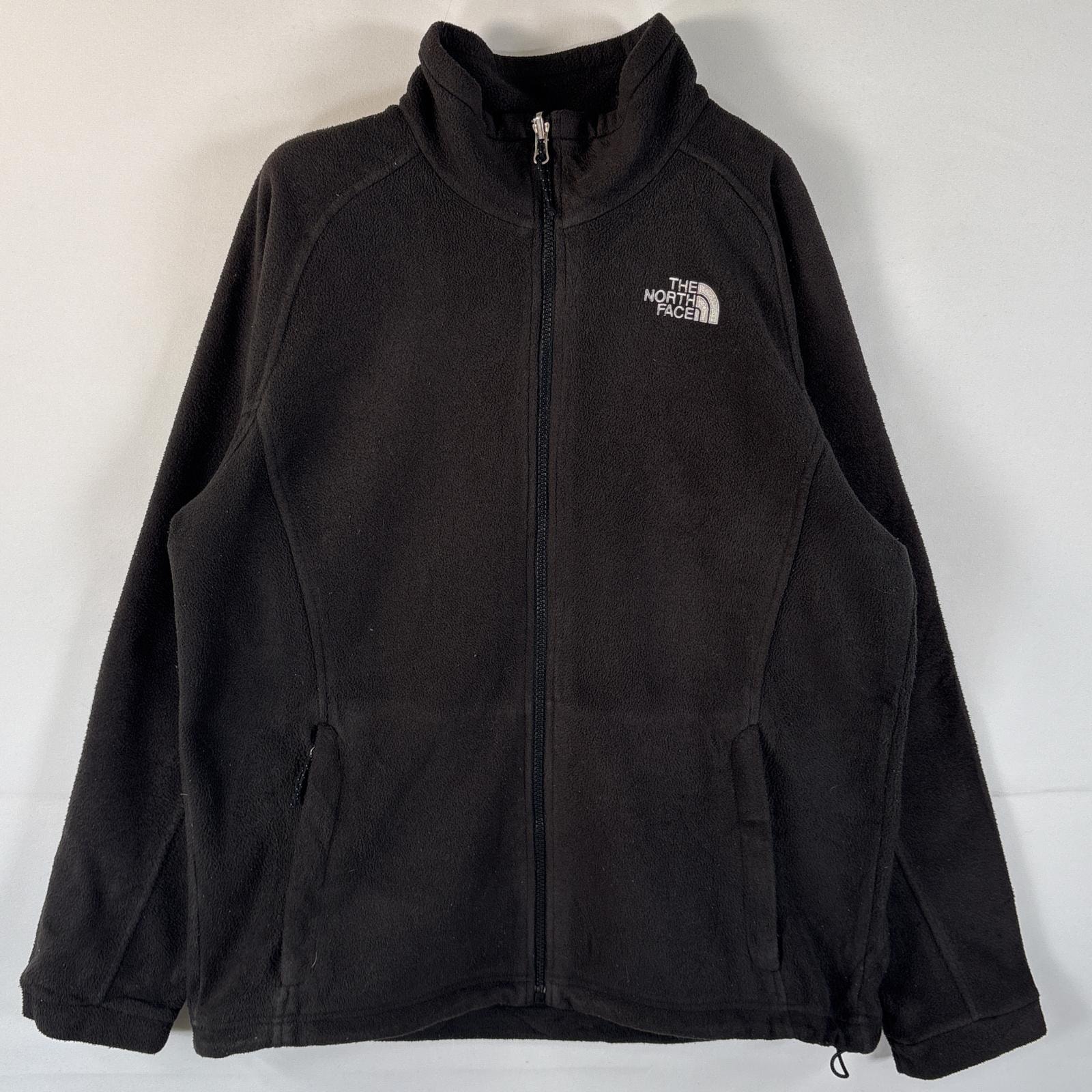 古着 ザ・ノースフェイス THE NORTH FACE フルジップフリースジャケット ワンポイントロゴ アウトドア 大きいサイズ XL ブラック レディース