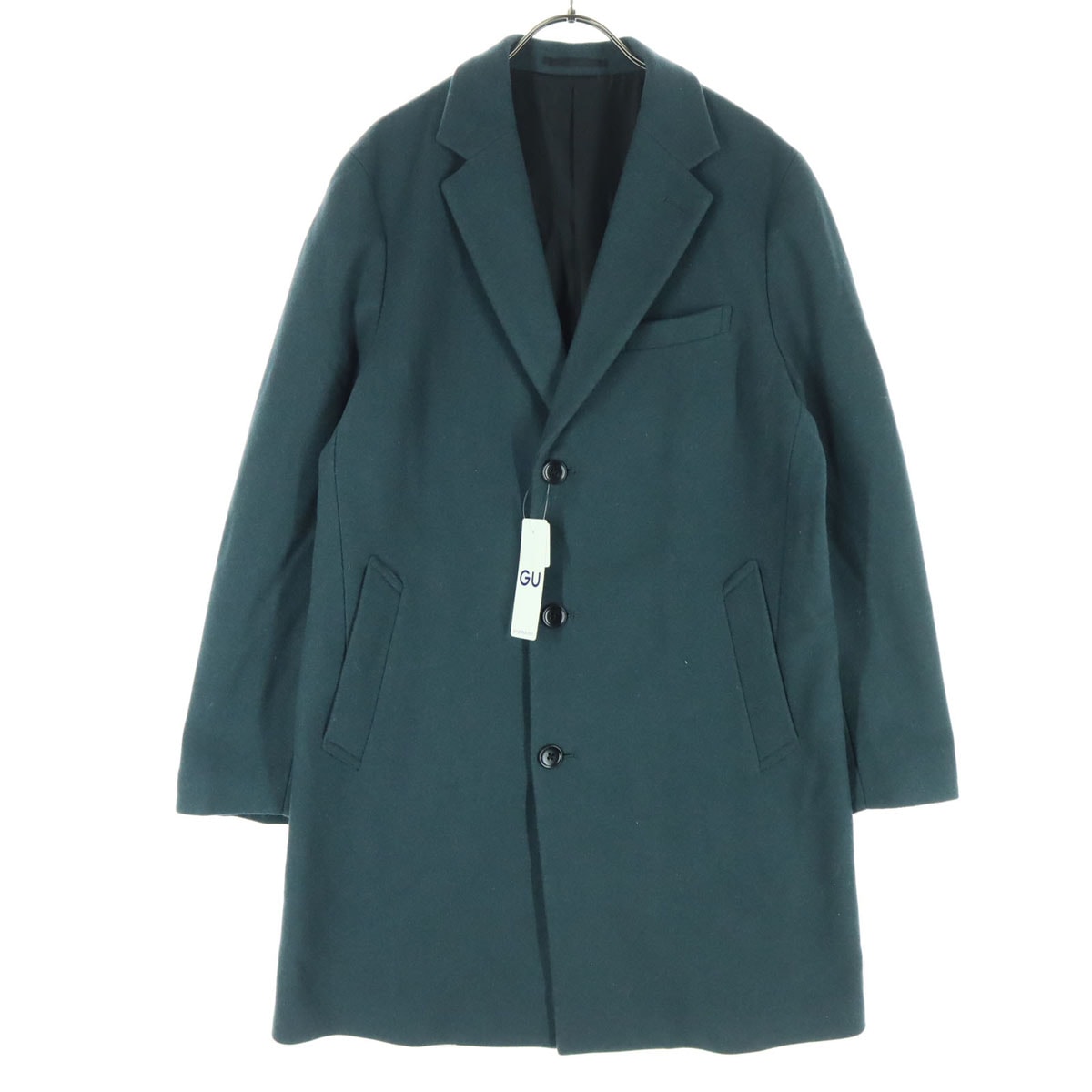 未使用 GU ジーユー 長袖 チェスターコート M グリーン