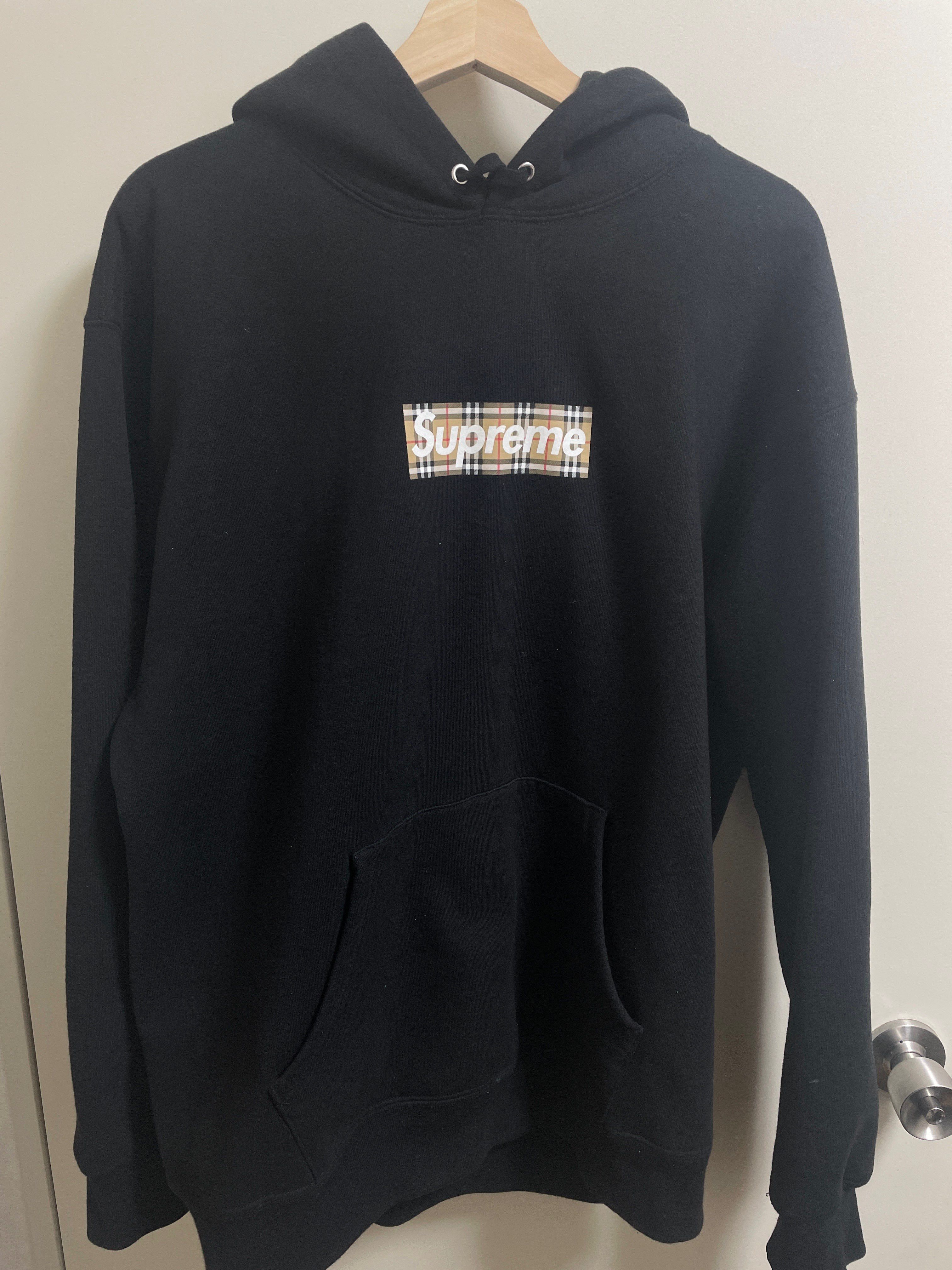 Supreme / Burberry Box Logo Hooded Sweatshirt "Black"