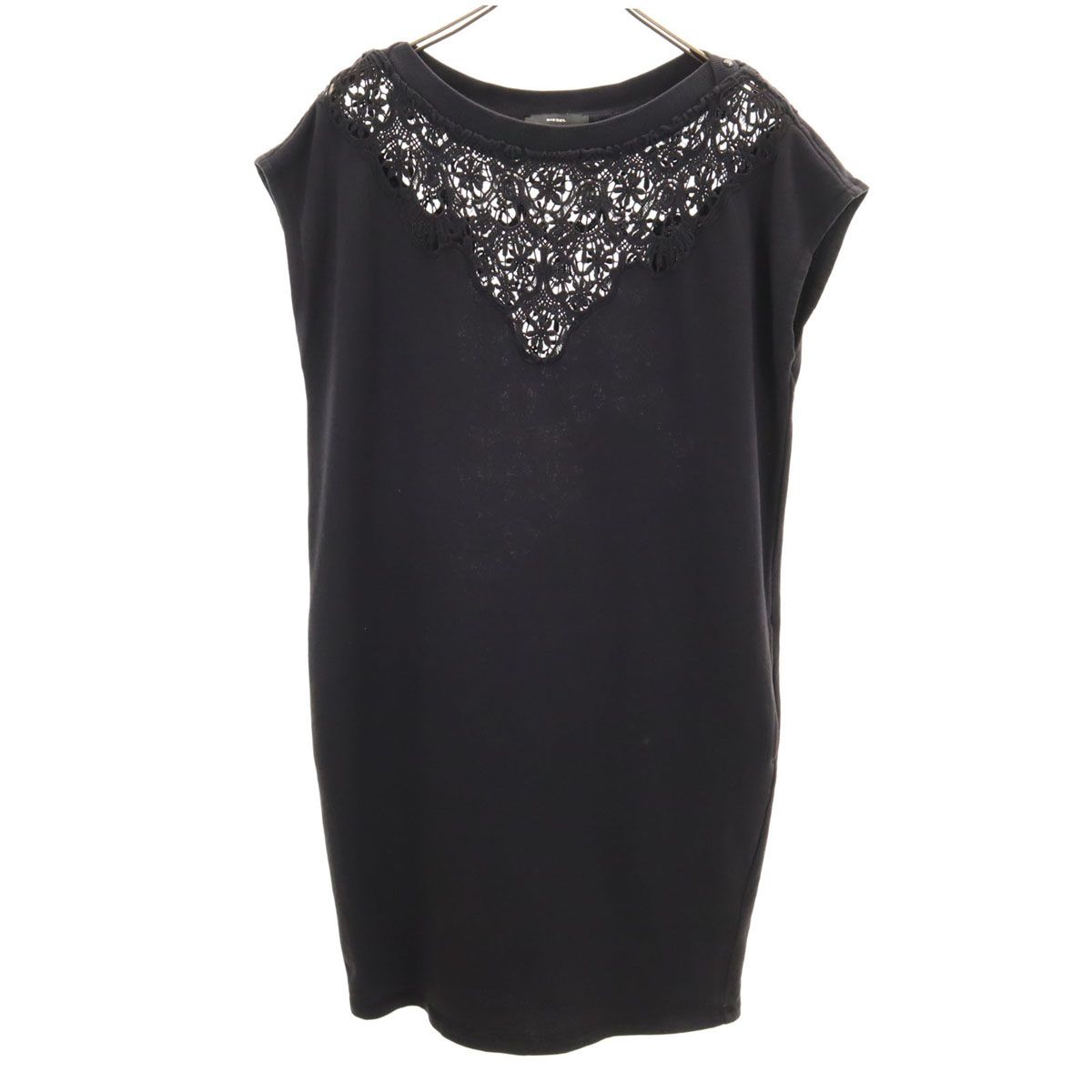 DIESEL ディーゼル フレンチスリーブ 膝丈ワンピース ブラック系