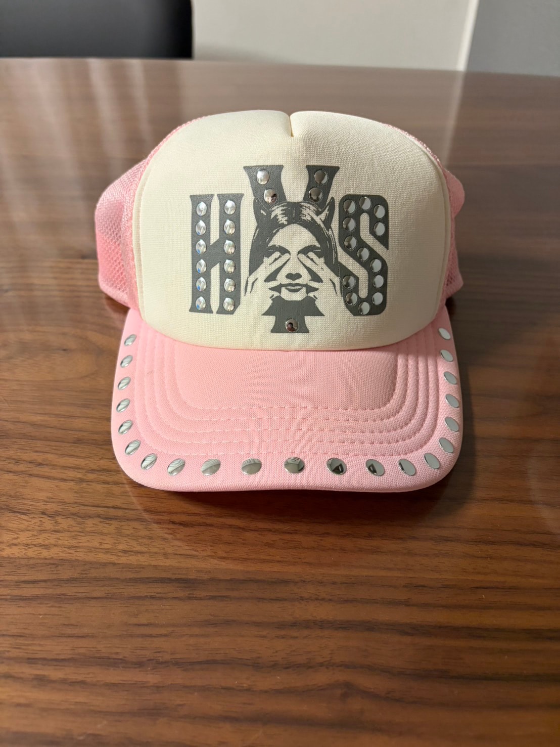 HYSTERIC GLAMOUR See No Evil Studded Mesh Cap "Pink"