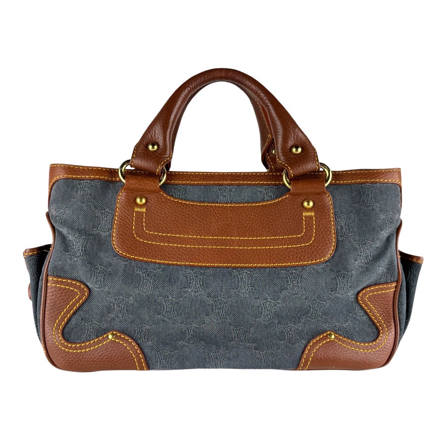 セリーヌ CELINE ハンドバッグ ブギーバッグ デニム/レザー ブラウン/ブルー レディース【中古】 z10218