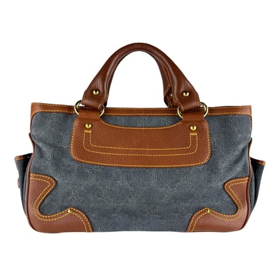 セリーヌ CELINE ハンドバッグ ブギーバッグ デニム/レザー ブラウン/ブルー レディース【中古】 z10218