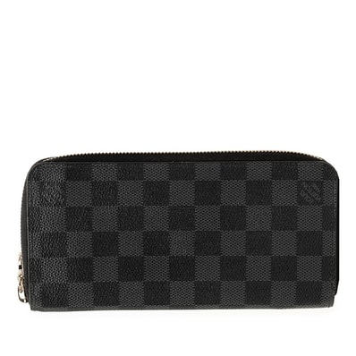 ルイ ヴィトン ダミエ グラフィット ジッピー ウォレット ヴェルティカル ラウンドファスナー 長財布 N63095 ブラック グレー PVC レザー メンズ LOUIS VUITTON 中古