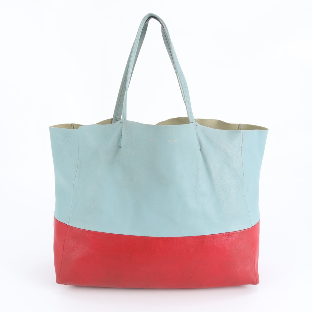 美品 CELINE セリーヌ ホリゾンタルカバ バイカラー トート