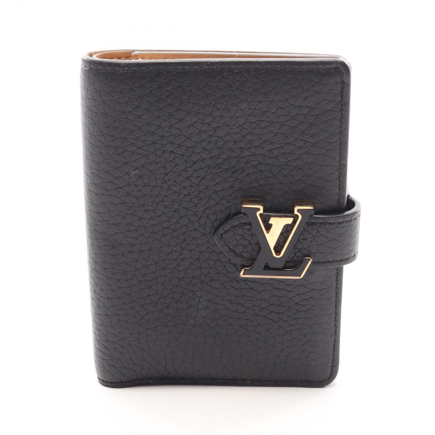 ルイ・ヴィトン LOUIS VUITTON LV ヴェルティカル ウォレット コンパクト ノワール 二つ折り財布 財布 トリヨンレザー トリヨンレザー レディース ブラック系 M81561 【中古】