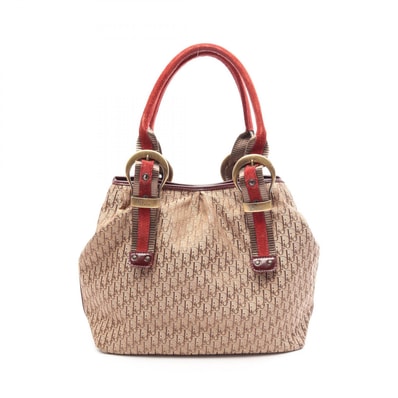 ディオール Dior トロッター トートバッグ バッグ キャンバス パテントレザー スウェード レディース ベージュ系 / ボルドー系 【中古】