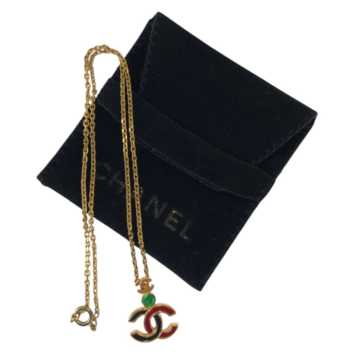 美品 CHANEL シャネル ヴィンテージ ココマーク ゴールド マルチカラー メッキ ネックレス 316刻印 604123 【中古】