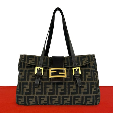 FENDI フェンディ ズッカ FF 柄 キャンバス レザー ハンドバッグ ブラウン
27951