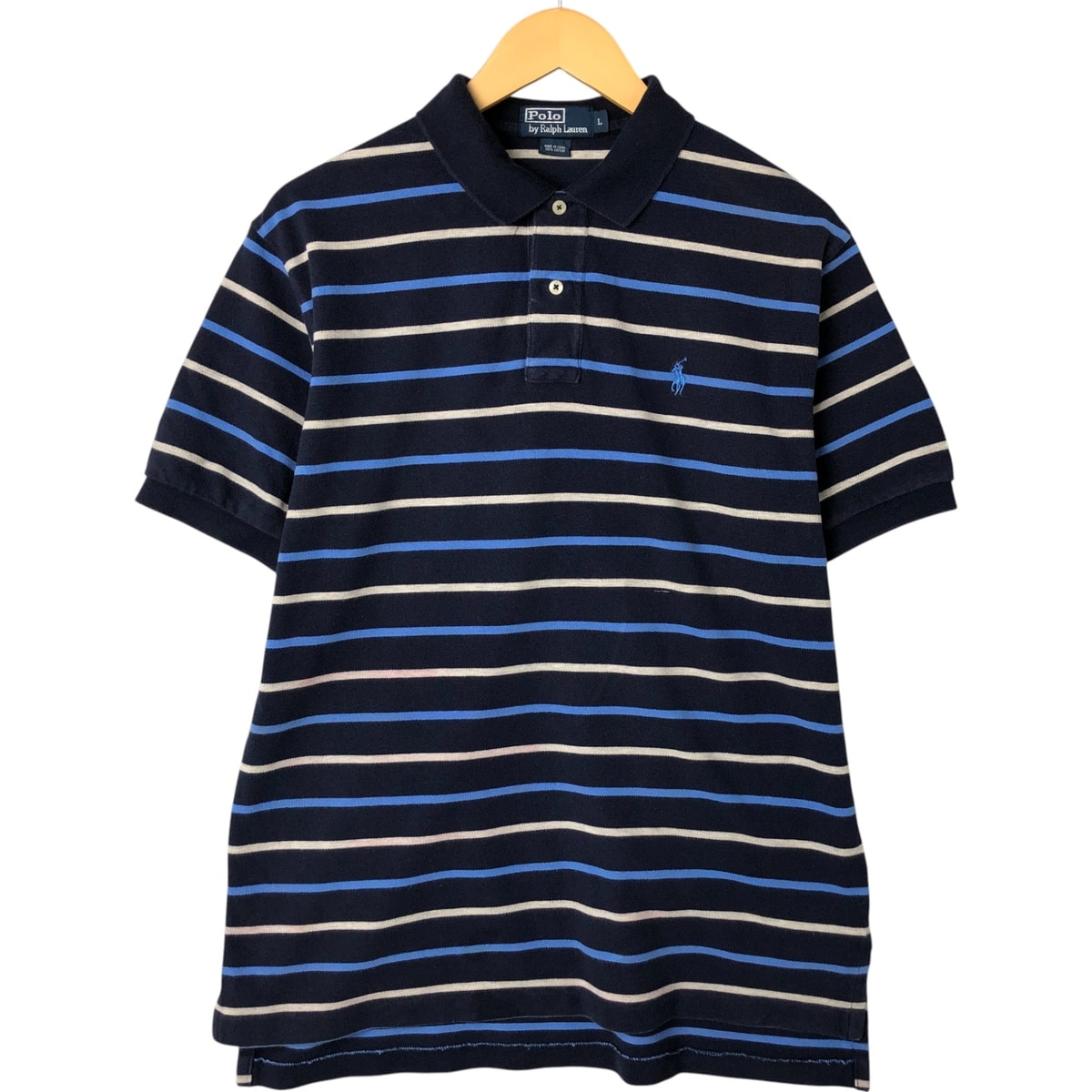 古着 ラルフローレン Ralph Lauren POLO by Ralph Lauren マルチボーダー 半袖 ボーダー ポロシャツ メンズL相当/eaa544022
