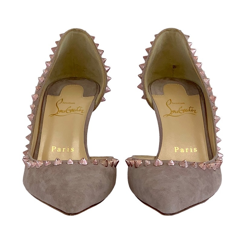 クリスチャンルブタン Christian Louboutin パンプス 靴 シューズ スエード ピンク系 未使用 スパイク スタッズ
