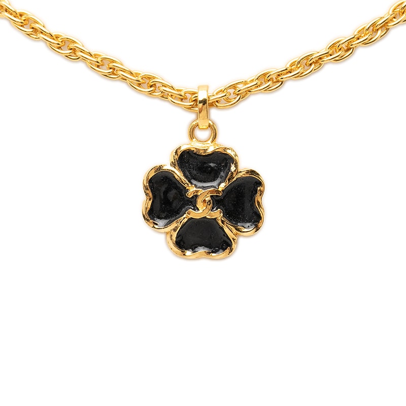 シャネル ココマーク クローバー チェーン ネックレス ペンダント 1983 ゴールド メッキ レディース CHANEL 中古