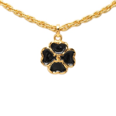 シャネル ココマーク クローバー チェーン ネックレス ペンダント 1983 ゴールド メッキ レディース CHANEL 中古