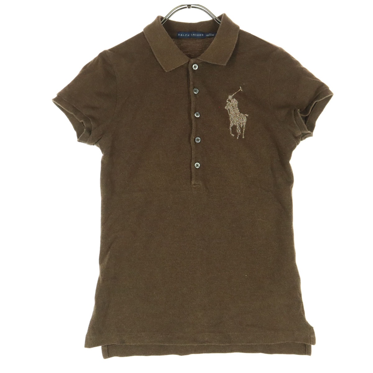 RALPH LAUREN ラルフローレン ワンポイントロゴ ビッグポニー 半袖 ポロシャツ XS ブラウン