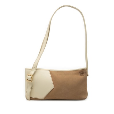 ロエベ アナグラム ショルダーバッグ ワンショルダー ベージュ ホワイト スウェード レザー レディース LOEWE 【中古】