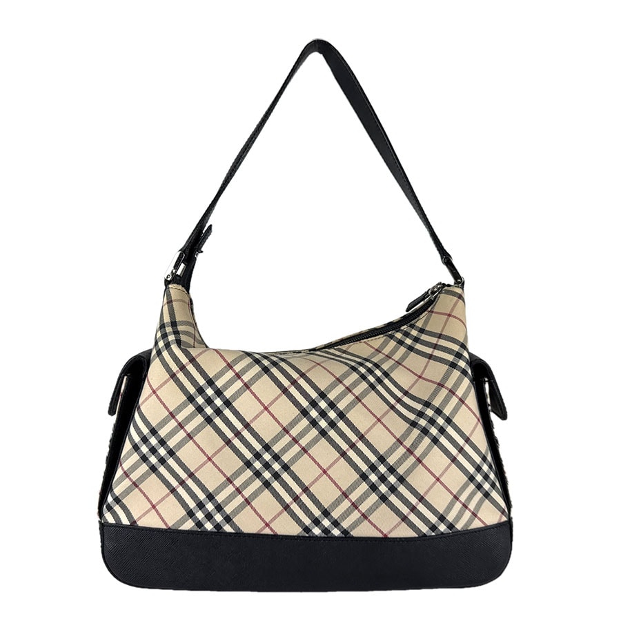 バーバリー BURBERRY ショルダーバッグ ナイロンキャンバス/レザー ベージュ×ブラック レディース【中古】 z8742