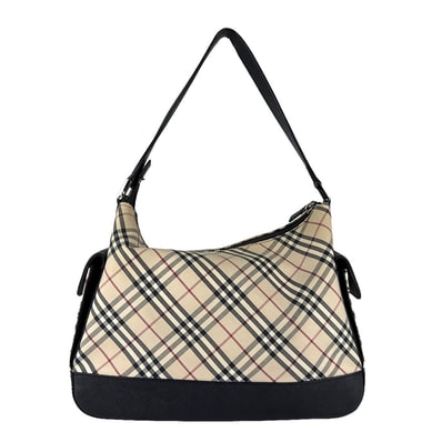 バーバリー BURBERRY ショルダーバッグ ナイロンキャンバス/レザー ベージュ×ブラック レディース【中古】 z8742