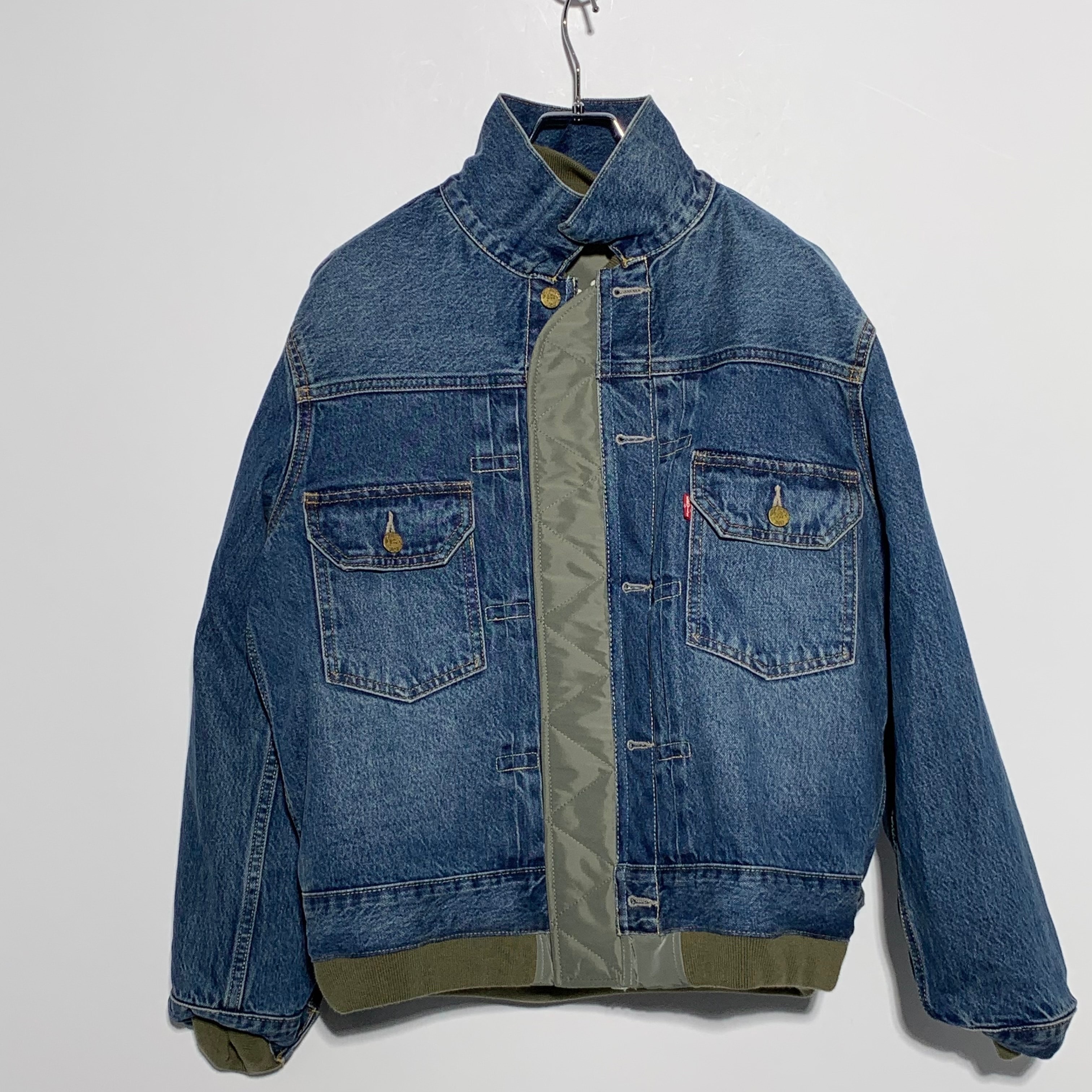 sacai x LEVI'S Men's Denim x Nylon Twill Reversible Blouson "Blue/Khaki" 25-03707M