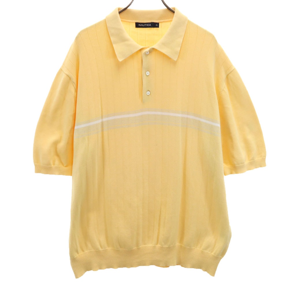 NAUTICA ノーティカ デサント製 半袖 ニット ポロシャツ XL イエロー