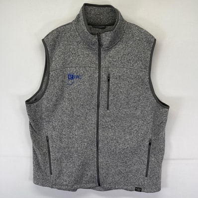 古着 エルエルビーン L.L.Bean ニット フルジップ ベスト 胸ポケット 刺繍 裏起毛 フリース XL グレー系 メンズ