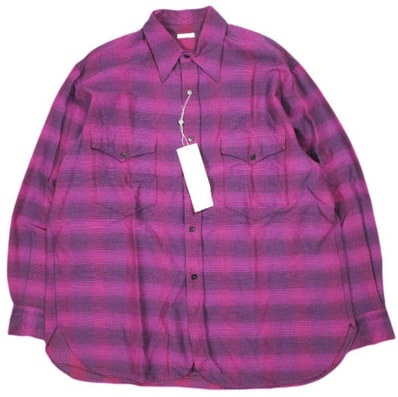 新品 COMOLI コモリ 21AW 日本製 ウールシルクワークシャツ U03-02010 2 PINK 長袖 チェック トップス g26392