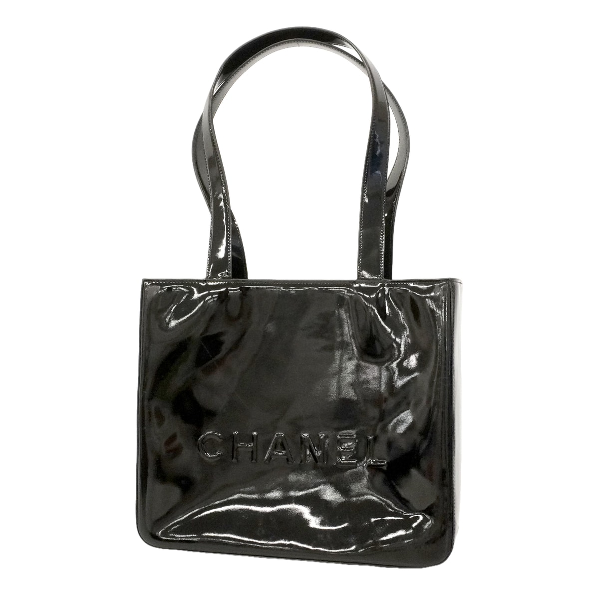 【6kd3671】シャネル ショルダーバッグ パテントレザー ブラック ゴールド金具【中古】レディース