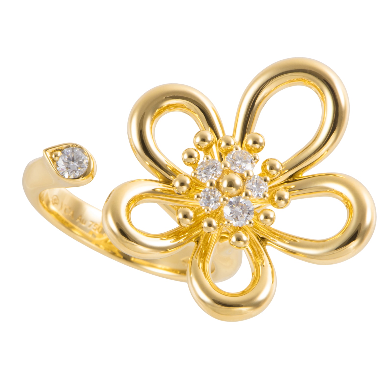 Van Cleef & Arpels ヴァンクリーフ&アーペル フラワーレース アントレ レ ドア リング VCARPME054 指輪 14号 K18YG ダイヤモンド ゴールド【中古】