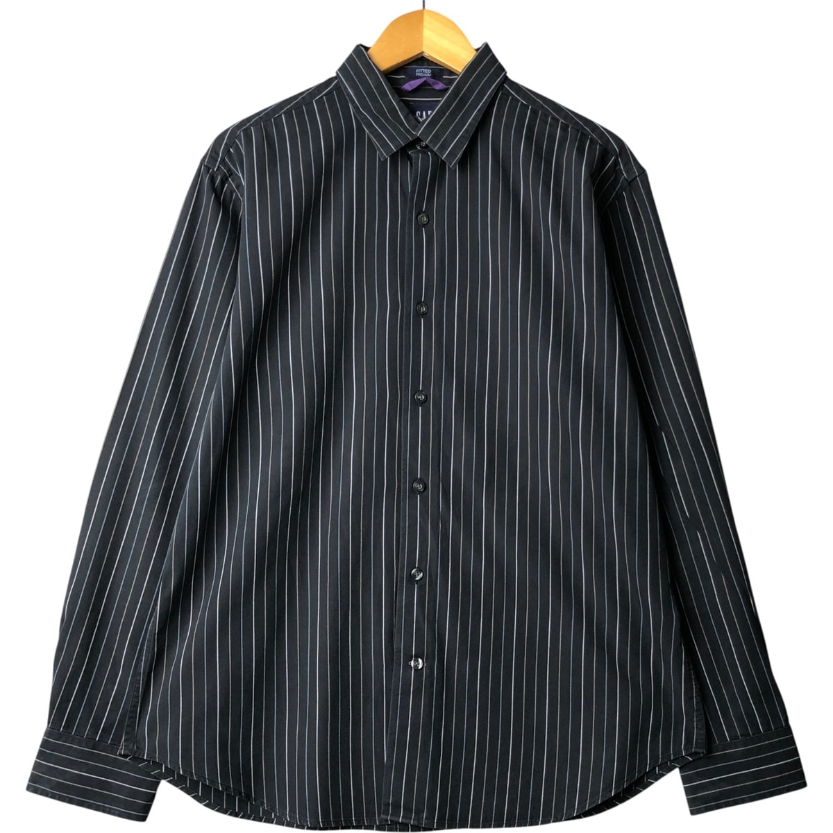 古着 00年代 ギャップ GAP FITTED PREMIUM 長袖 ストライプシャツ メンズL相当/eaa594247