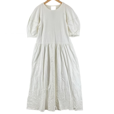 furfur ファーファー 無地 春夏 SS ワンピース コットン ホワイト レディース F【古着】【中古】