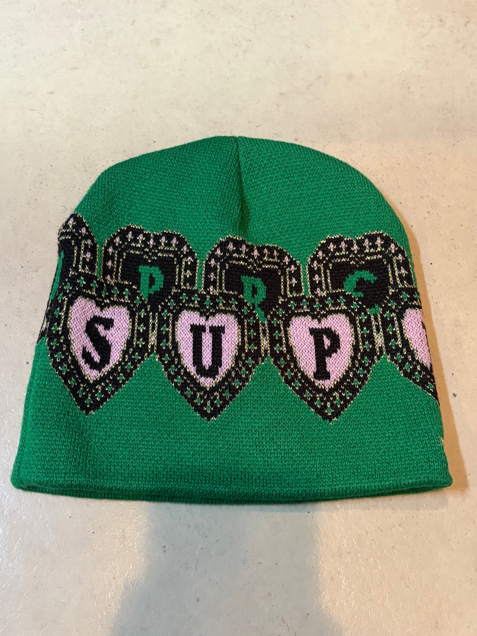 Supreme New Era Hearts Beanie "Green"