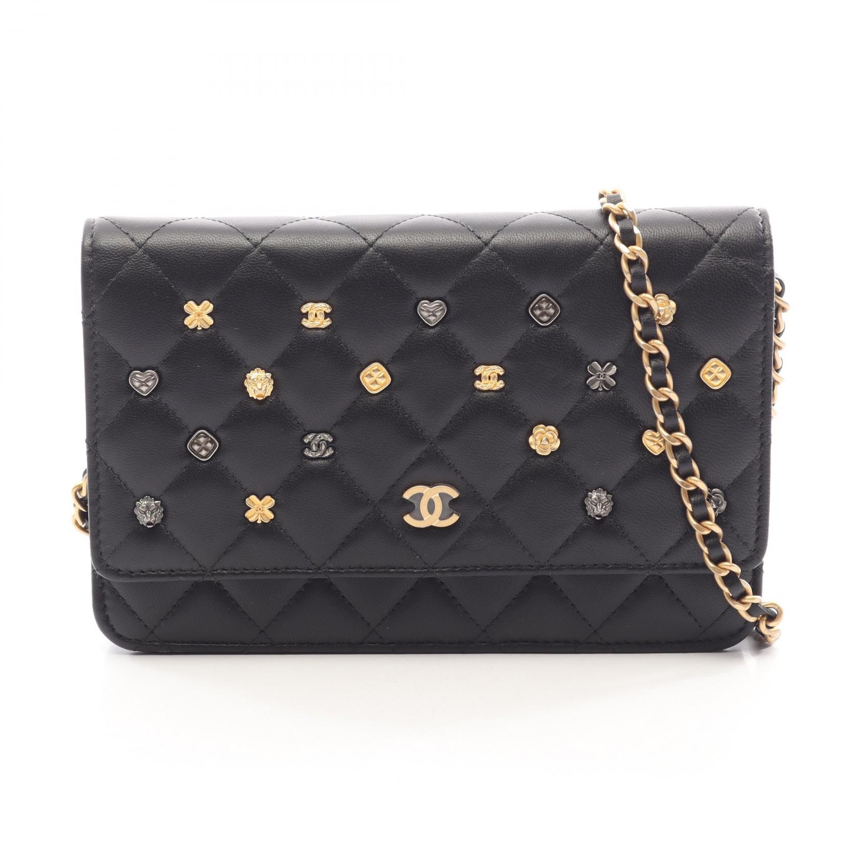 シャネル CHANEL マトラッセ アイコン ショルダーバッグ バッグ ラムスキン(羊革) レディース ブラック系 AP0250 【中古】