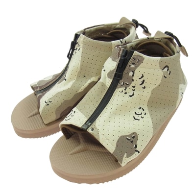 SUICOKE スイコック サンダル EVO-ab デザート カモ柄 迷彩 メッシュ プラットフォーム オープン トゥ サボ サンダル ベージュ系 24cm【美品】【中古】