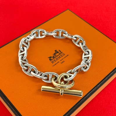HERMES エルメス シェーヌダンクル MM 17コマ ブレスレット マルジェラ期 シルバー925 K18イエローゴールド ブレスレット シルバー
14657