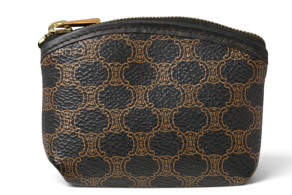 セリーヌ コインケース/小銭入れ CELINE ヴィンテージ オールドセリーヌ マカダム ミニポーチ ブラック/ブラウン【中古】
