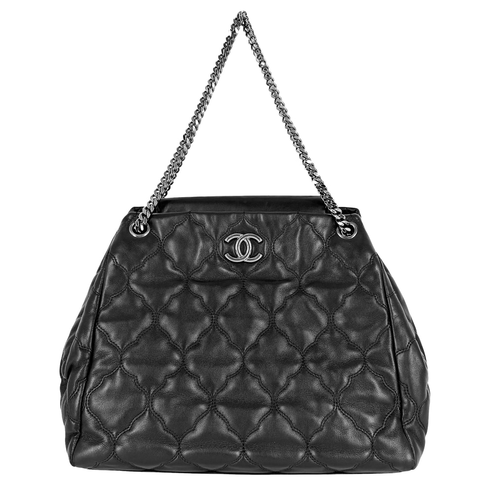 CHANEL シャネル ハンドバッグ ココマーク ショルダーバッグ 肩掛け レザー    ブラック 黒 シルバー金具 レディース【中古品】
