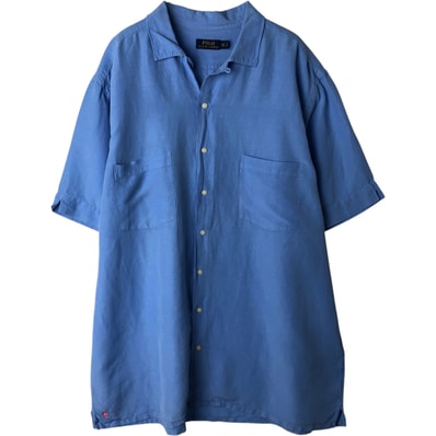 古着 ラルフローレン Ralph Lauren POLO RALPH LAUREN 半袖 オープンカラー リネンシャツ ボックスシャツ メンズXL相当/rab182101