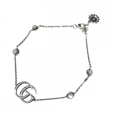 GUCCI グッチ ブレスレット ダブルG マザー・オブ・パール Ag925 ジュエリー アクセサリー 鍵 GG シルバー925 527393 シルバー ピンク レディース 約6.5g【中古品】